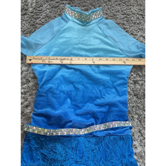 Weissman Blue Ombre Jazz Latin Dance Costume Fringe Sequin Belt Size MA - Picture 12 of 15